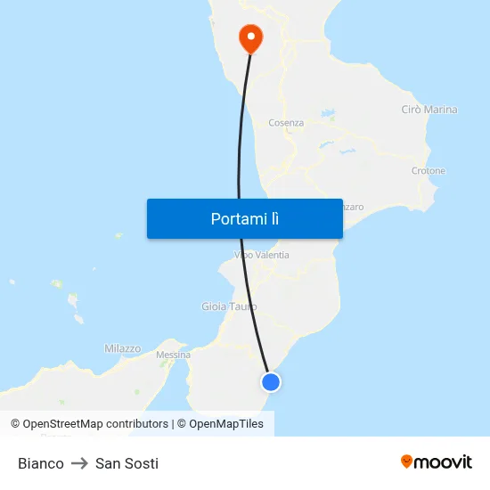 Bianco to San Sosti map