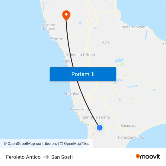 Feroleto Antico to San Sosti map