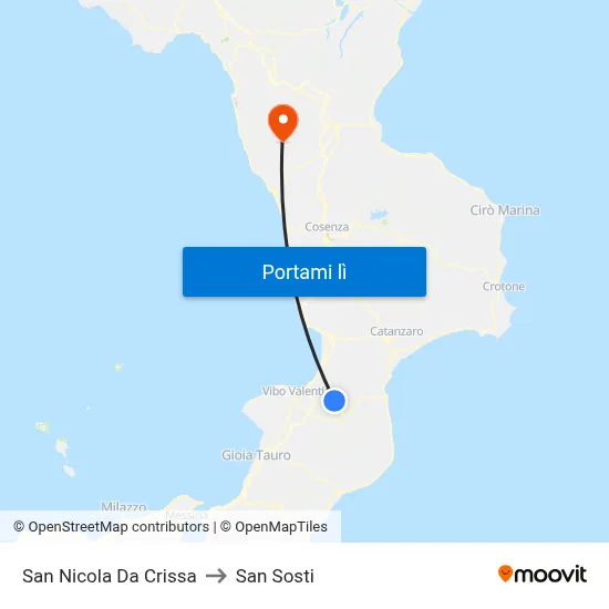 San Nicola Da Crissa to San Sosti map