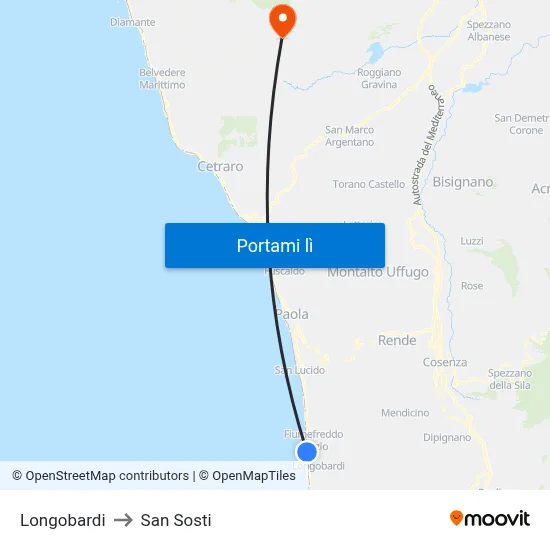 Longobardi to San Sosti map