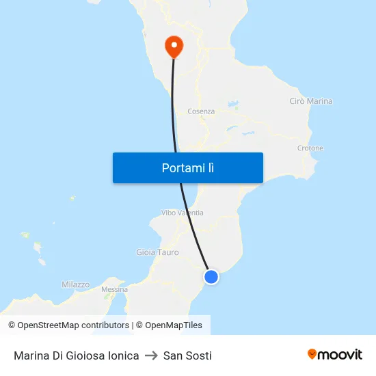 Marina Di Gioiosa Ionica to San Sosti map