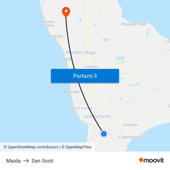 Maida to San Sosti map
