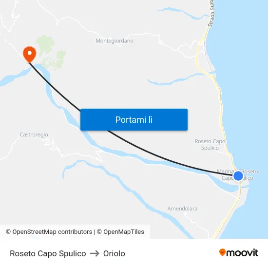 Roseto Capo Spulico to Oriolo map
