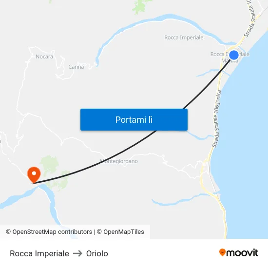 Rocca Imperiale to Oriolo map