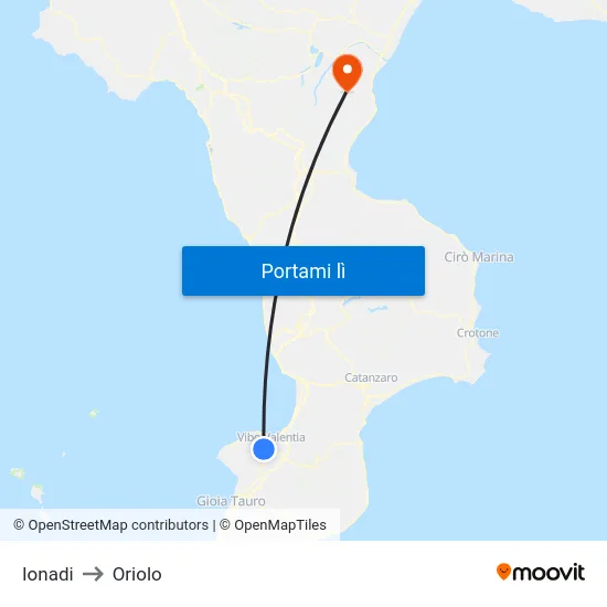 Ionadi to Oriolo map