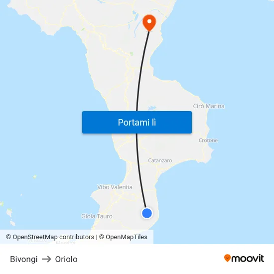 Bivongi to Oriolo map