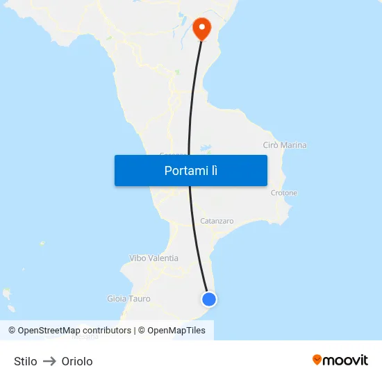 Stilo to Oriolo map