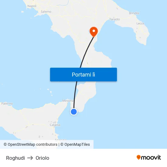 Roghudi to Oriolo map