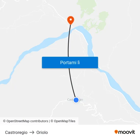 Castroregio to Oriolo map