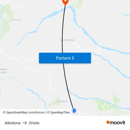 Albidona to Oriolo map