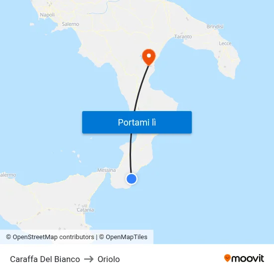 Caraffa Del Bianco to Oriolo map