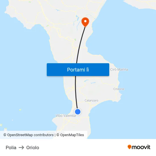 Polia to Oriolo map