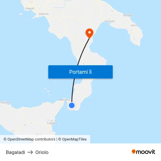Bagaladi to Oriolo map
