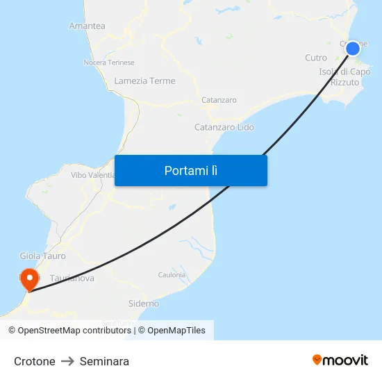 Crotone to Seminara map