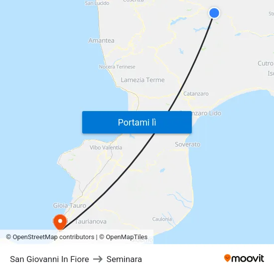San Giovanni In Fiore to Seminara map