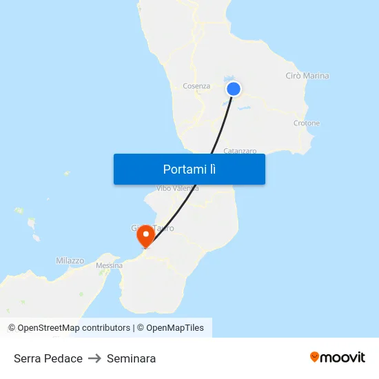 Serra Pedace to Seminara map
