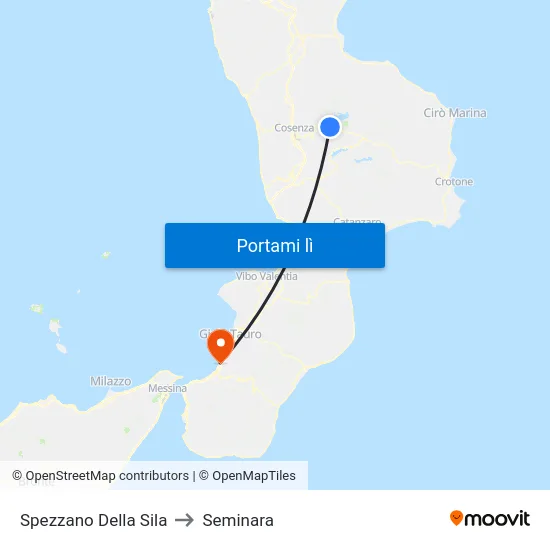 Spezzano Della Sila to Seminara map
