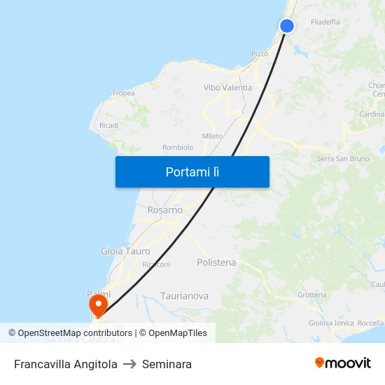 Francavilla Angitola to Seminara map