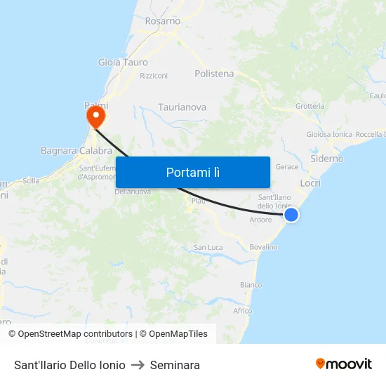 Sant'Ilario Dello Ionio to Seminara map