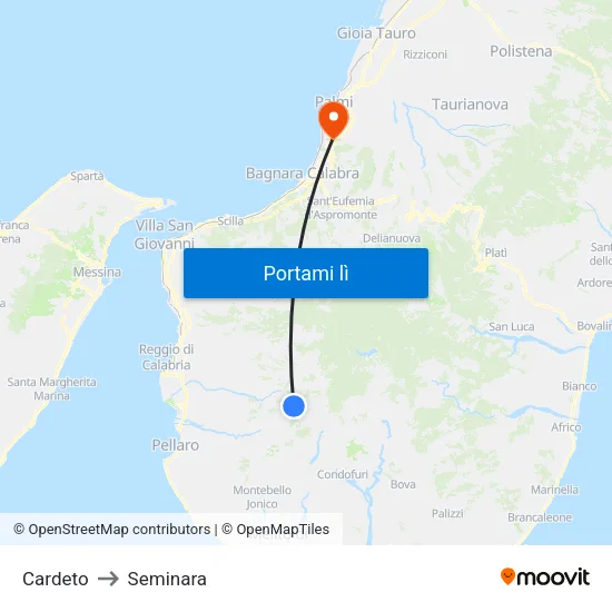 Cardeto to Seminara map