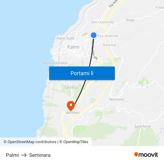 Palmi to Seminara map