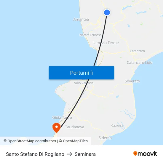 Santo Stefano Di Rogliano to Seminara map