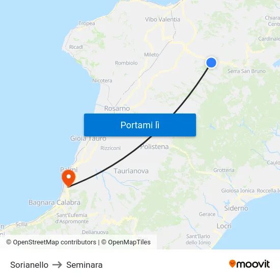 Sorianello to Seminara map