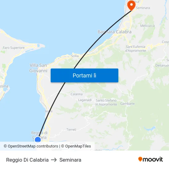 Reggio Di Calabria to Seminara map