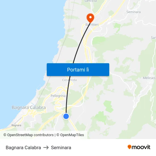 Bagnara Calabra to Seminara map