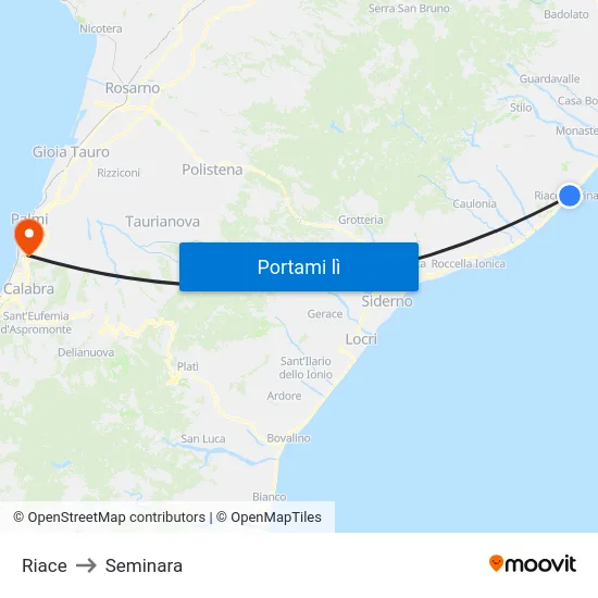 Riace to Seminara map