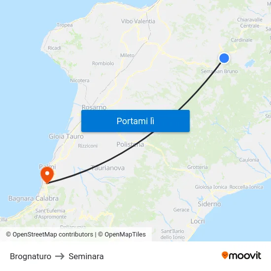 Brognaturo to Seminara map