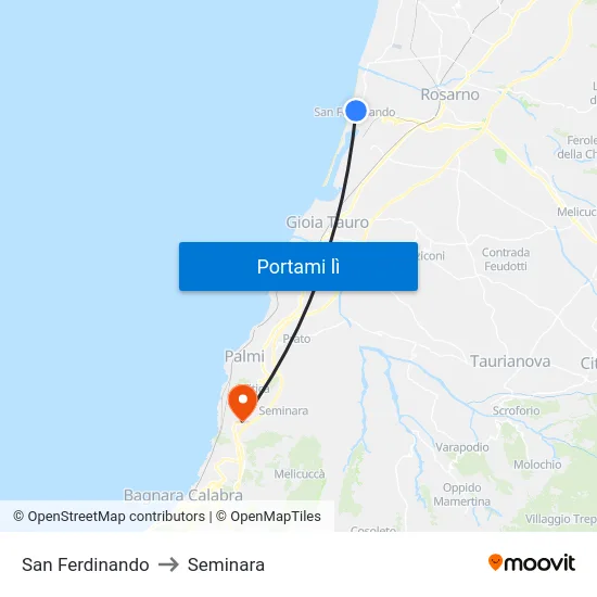 San Ferdinando to Seminara map