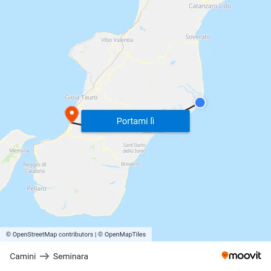 Camini to Seminara map