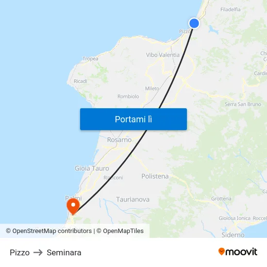 Pizzo to Seminara map