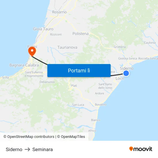 Siderno to Seminara map