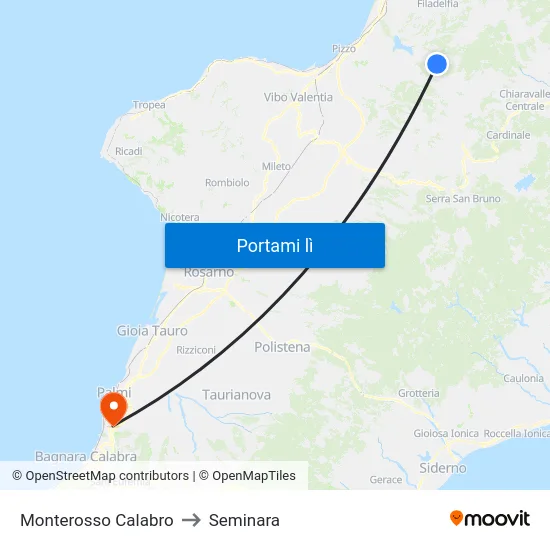 Monterosso Calabro to Seminara map