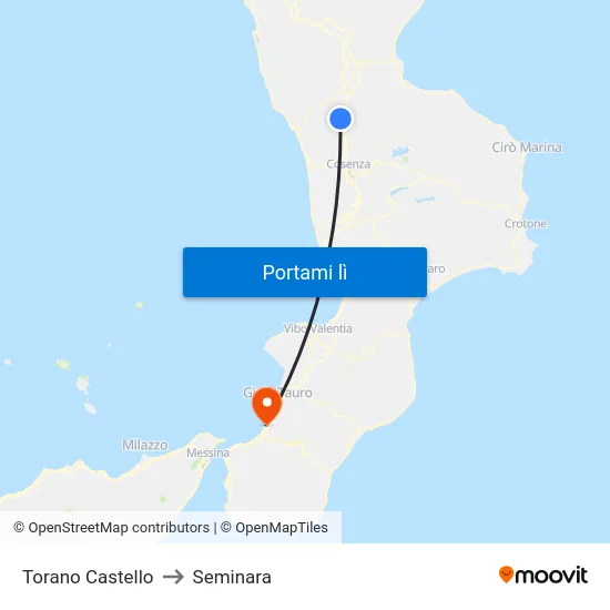 Torano Castello to Seminara map