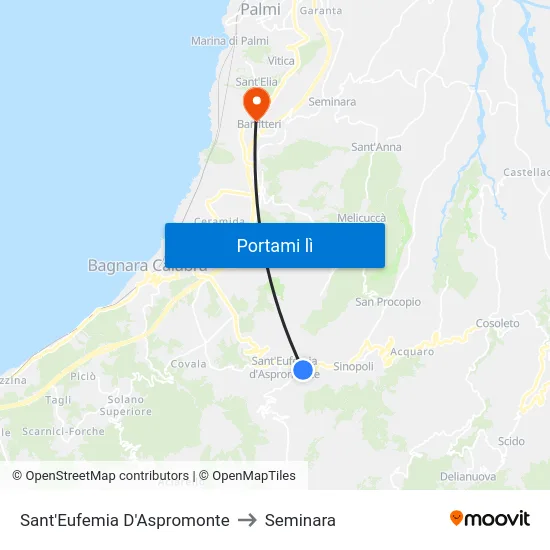Sant'Eufemia D'Aspromonte to Seminara map