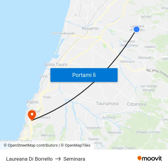 Laureana Di Borrello to Seminara map
