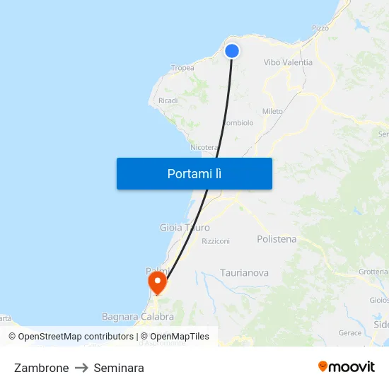 Zambrone to Seminara map