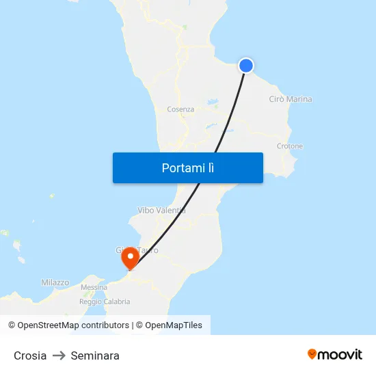 Crosia to Seminara map
