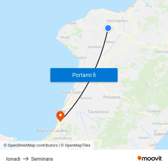 Ionadi to Seminara map