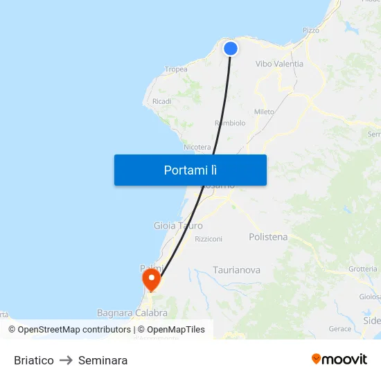 Briatico to Seminara map