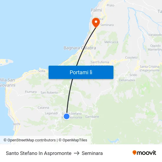 Santo Stefano In Aspromonte to Seminara map