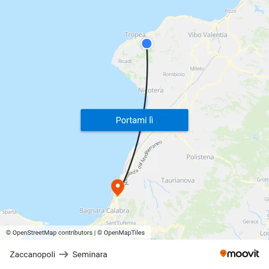 Zaccanopoli to Seminara map