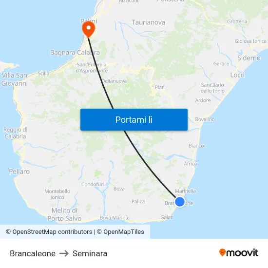 Brancaleone to Seminara map