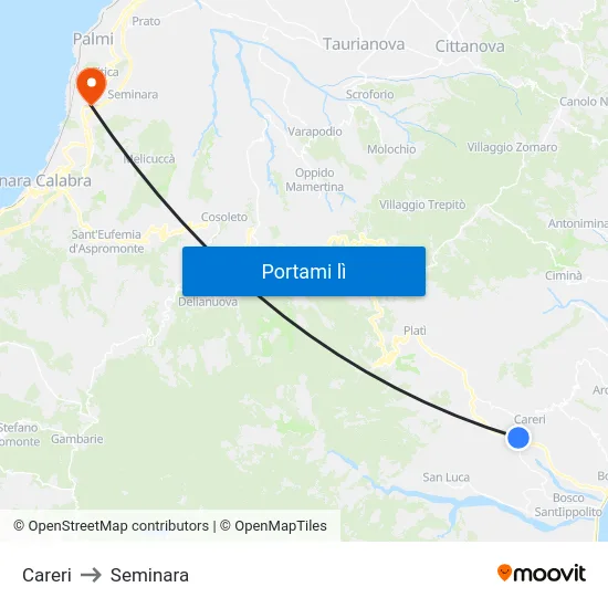 Careri to Seminara map