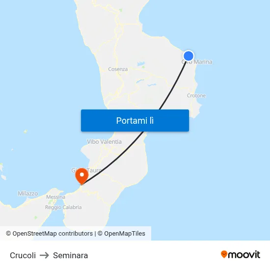 Crucoli to Seminara map