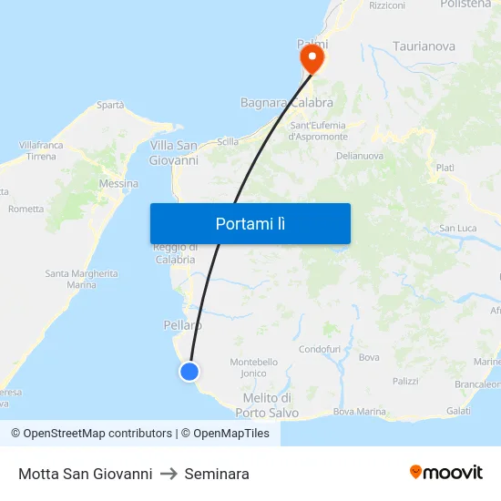 Motta San Giovanni to Seminara map