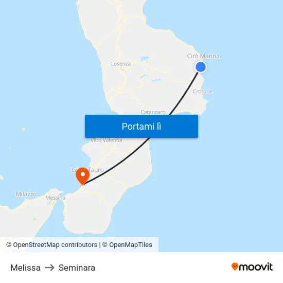 Melissa to Seminara map